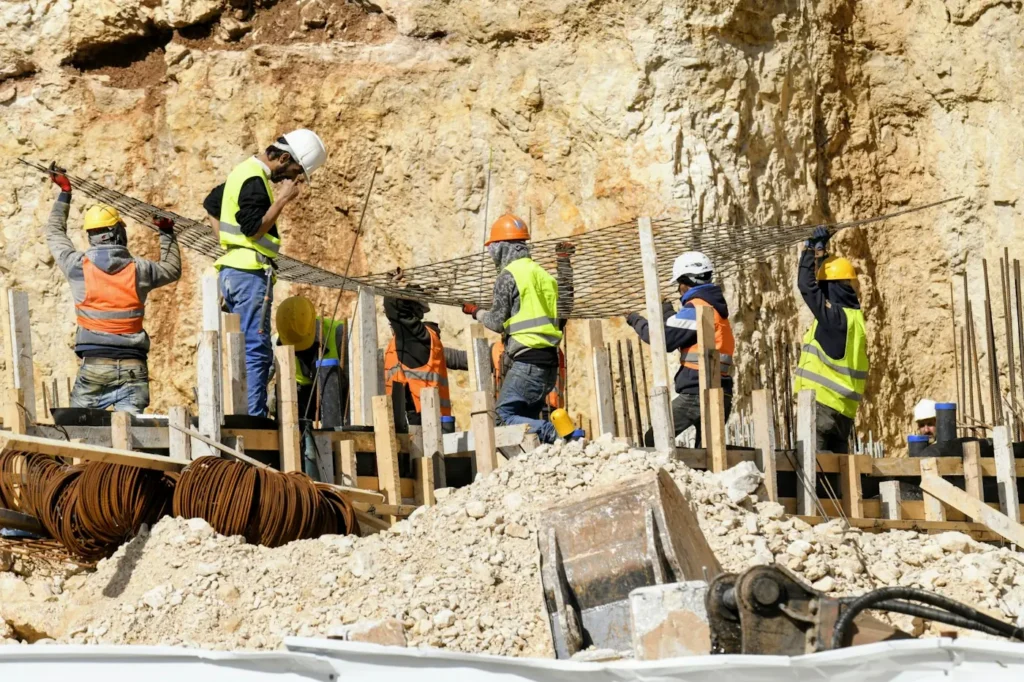Construction workers on a site